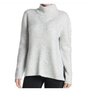 Sweet Romeo Abstract Rib Knit Turtleneck Tunic Sweater Heather Grey‎ S